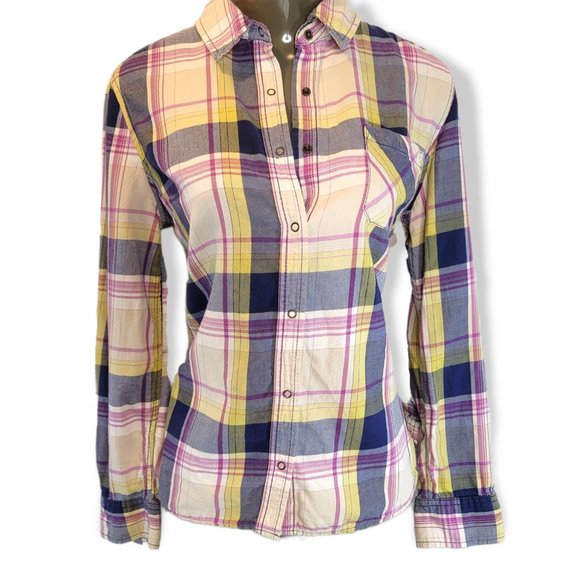 Arizona Jeans Co. Women's Multicolor Plaid Long Sleeve Button Up Shirt Size Larg - Picture 1 of 4